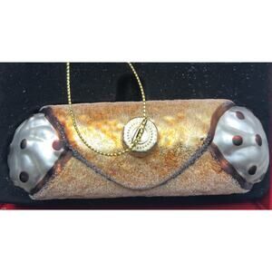 Christmas Ornament DESSERT CANNOLI Cream Chocolate Chips GLASS 4.5"